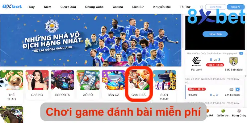 Chơi game đánh bài miễn phí trực tuyến thỏa đam mê tại 8xbet